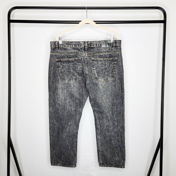 Denim Culture Men's Black Acid Wash Denim Distressed Design Front Jeans Size 38x - Picture 8 of 10